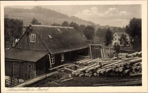 Ak Neudorf Sehmatal im Erzgebirge, Schneidemühle