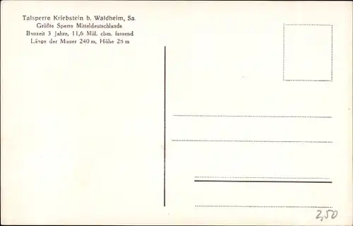 Ak Kriebstein Mittelsachsen, Talsperre, Sperrmauer, Fliegeraufnahme