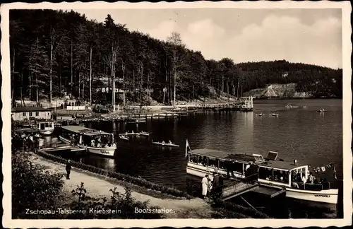 Ak Kriebstein Mittelsachsen, Zschopau Talsperre, Bootsstation, Salondampfer Wappenfels