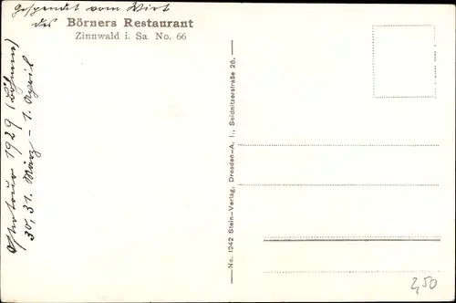 Ak Zinnwald Georgenfeld Altenberg im Erzgebirge, Börners Restaurant im Schnee