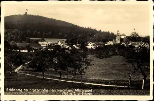 Ak Schönberg Bad Brambach im Vogtland, Panorama vom Ort und Kapellenberg