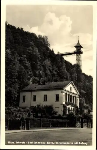 Ak Bad Schandau Sächsische Schweiz, Kath. Marienkapelle mit Aufzug