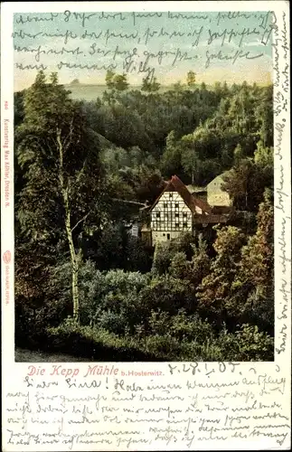 Ak Dresden Hosterwitz, Kepp Mühle, Wald, Fachwerkhaus