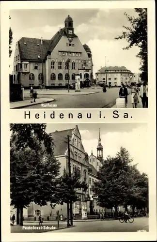 Ak Heidenau in Sachsen, Rathaus, Pestalozzi-Schule