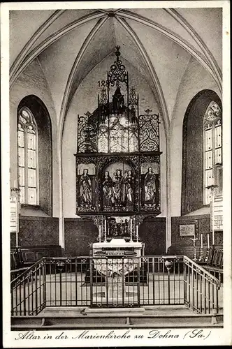 Ak Dohna Sachsen, Marienkirche, Innenansicht, Altar