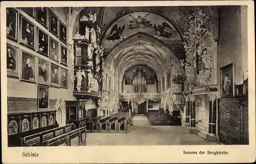 Ak Schleiz im Vogtland Thüringen, Inneres der Bergkirche