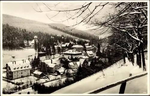 Ak Kipsdorf Altenberg im Erzgebirge, Panorama vom Ort, Winter