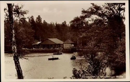 Ak Grillenburg Tharandt im Erzgebirge, Seerenteich im Grillenburger Wald, Ruderboote