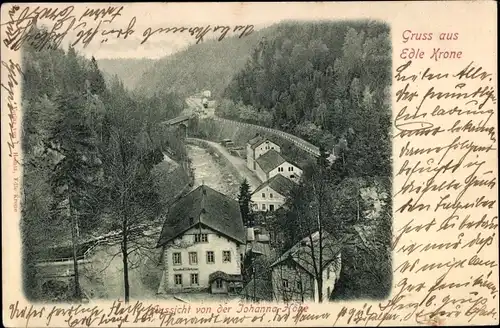 Ak Edle Krone Klingenberg im Erzgebirge, Aussicht von der Johanna-Höhe