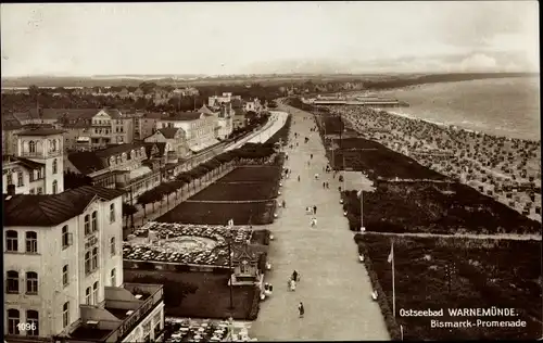 Ak Ostseebad Warnemünde Rostock, Bismarck-Promenade, Strand