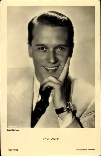 Ak Schauspieler Rolf Weih, Portrait, Krawatte, Armbanduhr, Ross Verlag A 3086 1