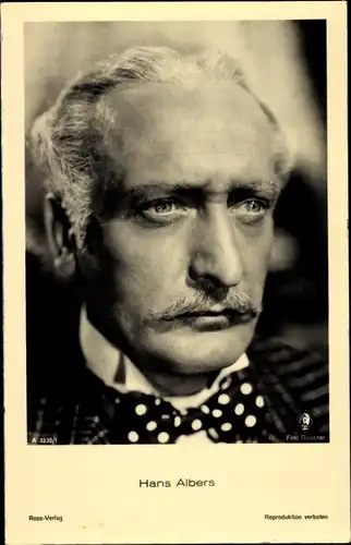 Ak Schauspieler Hans Albers, Portrait, Schnurrbart, Ross