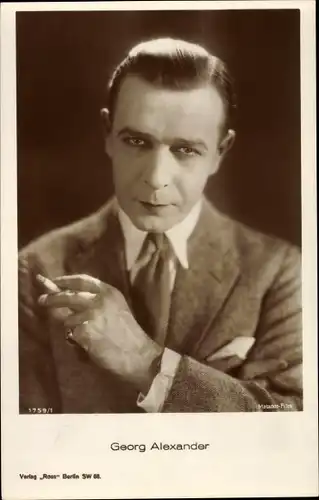 Ak Schauspieler Georg Alexander, Portrait, Zigarette