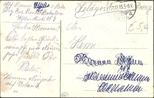 Ak Glückwunsch Neujahr, Zwerge, Uhr, Kleeblätter