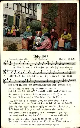 Lied Ak Klippellied, E. Rambach, Verlag Wilhelm Vogel, klöppelnde Frauen