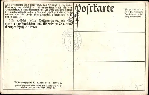 Ak Steigerung der durchschnittl. Korn- und Brotpreise sowie Fleisch von 1891-1910 in Berlin