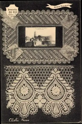 Passepartout Ak Le Puy en Velay Haute Loire, Dentelle, Stadtansicht