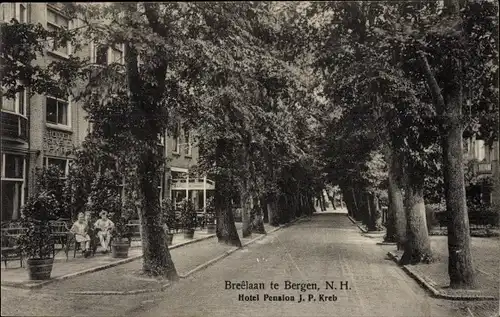 Ak Bergen aan Zee Nordholland Niederlande, Breelaan, Hotel Pension J. P. Kreb