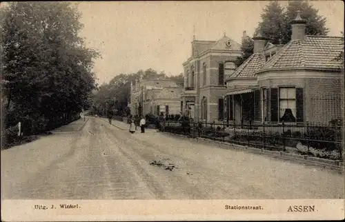 Ak Assen Drenthe Niederlande, Stationstraat