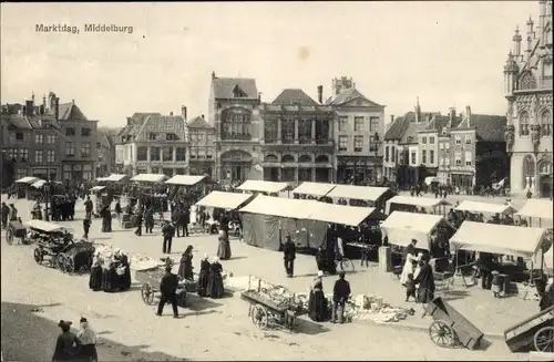 Ak Middelburg Zeeland Niederlande, Marktdag