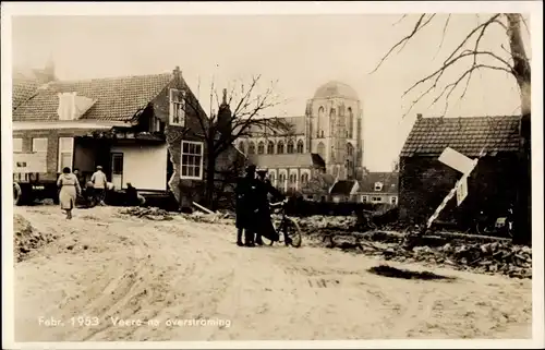 Ak Veere Zeeland Niederlande, Verwoesting na overstroming, Februar 1953