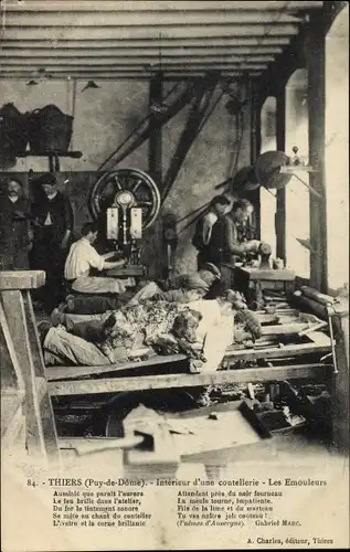 Ak Thiers Puy de Dôme, Interieur d'une Coutellerie
