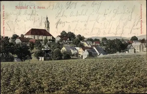 Ak Sohland an der Spree Lausitz, Totale, Kirche