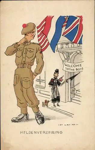 Künstler Ak Heldenvereering, Kanadischer Soldat, Befreiung der Niederlande, II. WK