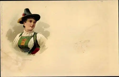 Litho Pusterthal, Frau in italienischer Tracht