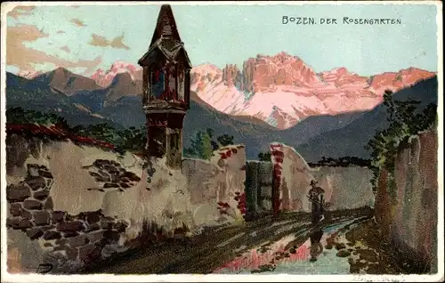 Künstler Ak Bozen Bolzano Südtirol, Der Rosengarten