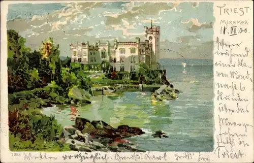 Künstler Litho Triest Trieste Friuli Venezia Giulia, Schloss Miramar