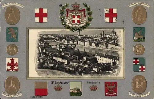 Präge Wappen Ak Firenze Florenz Toscana, Panorama