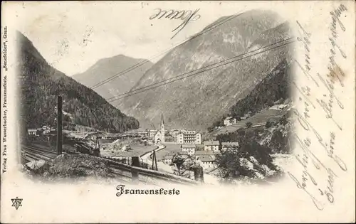 Ak Franzensfeste Fortezza Südtirol, Blick auf den Ort, Kirche, Berge
