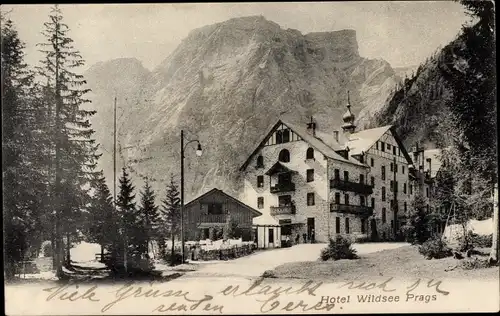 Ak Prags Braies Südtirol, Hotel Wildsee