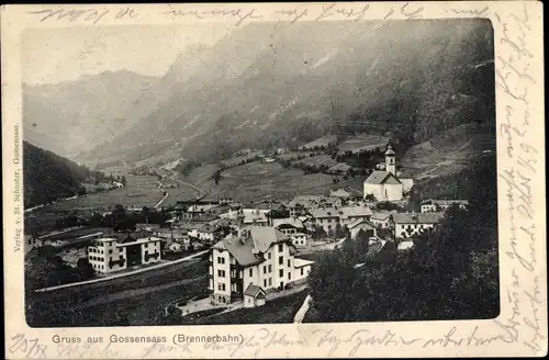 Ak Gossensaß Brenner Brennero Südtirol, Panorama vom Ort, Brennerbahn
