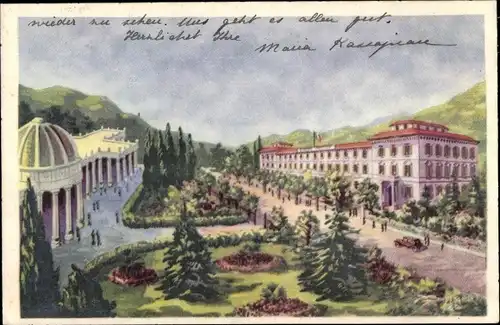 Ak Montecatini Terme Toskana, Regina Parc-Hotel, Visto dagli Stabilimenti Tettuccio-Regina