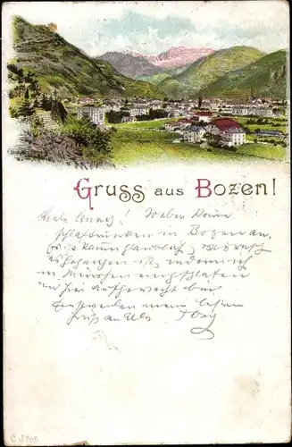 Litho Bozen Bolzano Südtirol, Panorama vom Ort