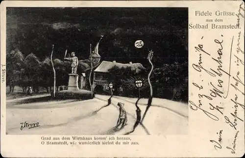 Künstler Ak Bad Bramstedt in Holstein, Grad aus dem Wirtshaus komm ich heraus, Betrunkener