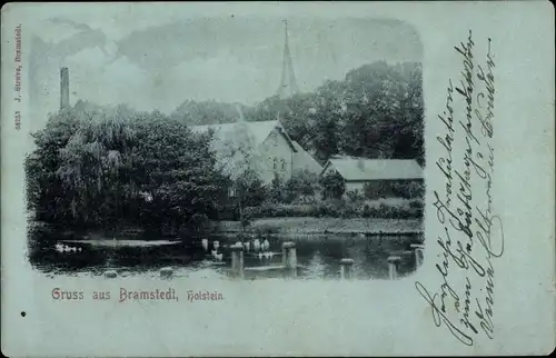 Mondschein Ak Bad Bramstedt in Holstein, Teilansicht der Ortschaft