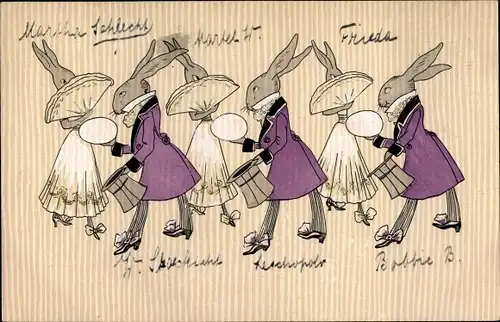 Ak Vermenschlichte Hasenpaare