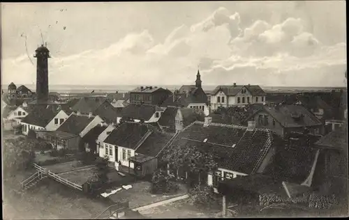 Ak Nordseebad Wangerooge in Ostfriesland, Blick auf den Ort, Leuchtturm