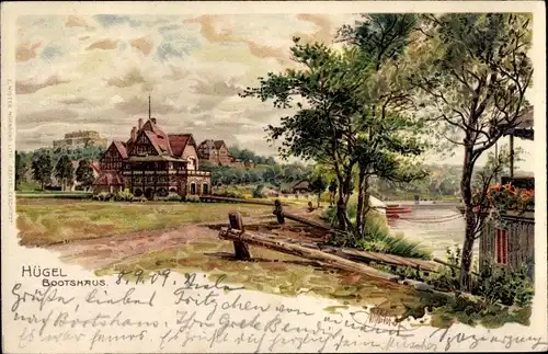 Künstler Litho Hügel Essen im Ruhrgebiet, Bootshaus, Villa Hügel