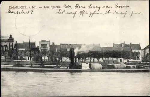 Ak Emmerich am Niederrhein, Rheinpartie, Blick auf den Ort