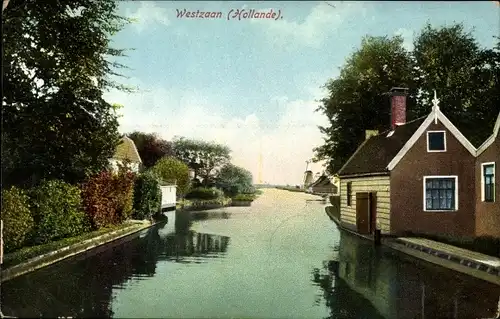 Ak Westzaan Zaanstad Nordholland, Häuser am Kanal