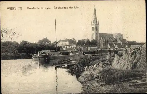 Ak Wervik Wervicq Westflandern, Les bords de la Lys