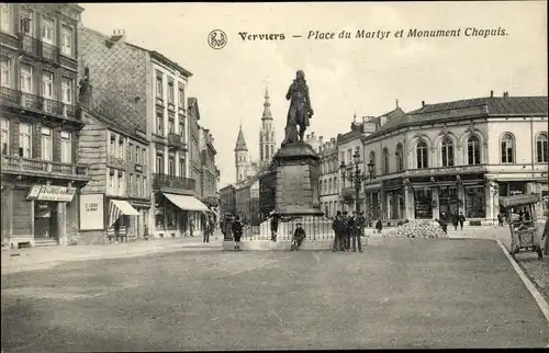 Ak Verviers Wallonien Lüttich, Place du Martyr et Monument Chapuis