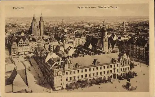 Ak Wrocław Breslau Schlesien, Panorama vom Elisabethturm