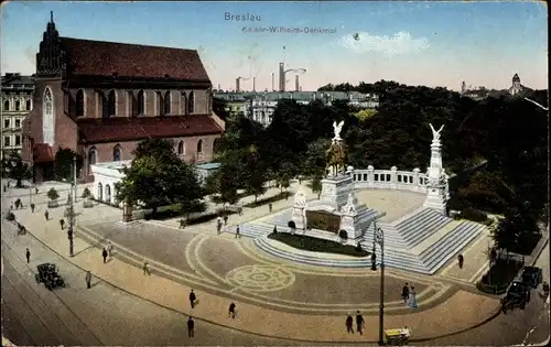 Ak Wrocław Breslau Schlesien, Kaiser Wilhelm Denkmal