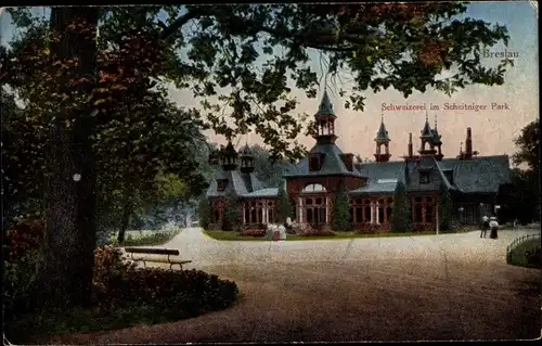 Ak Wrocław Breslau Schlesien, Schweizerei im Scheitniger Park
