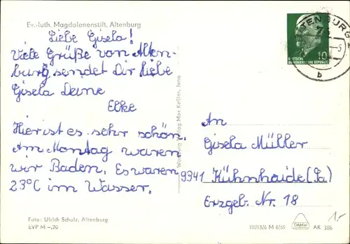 Ak Altenburg in Thüringen, Ev. luth. Magdalenenstift, Seitenansicht